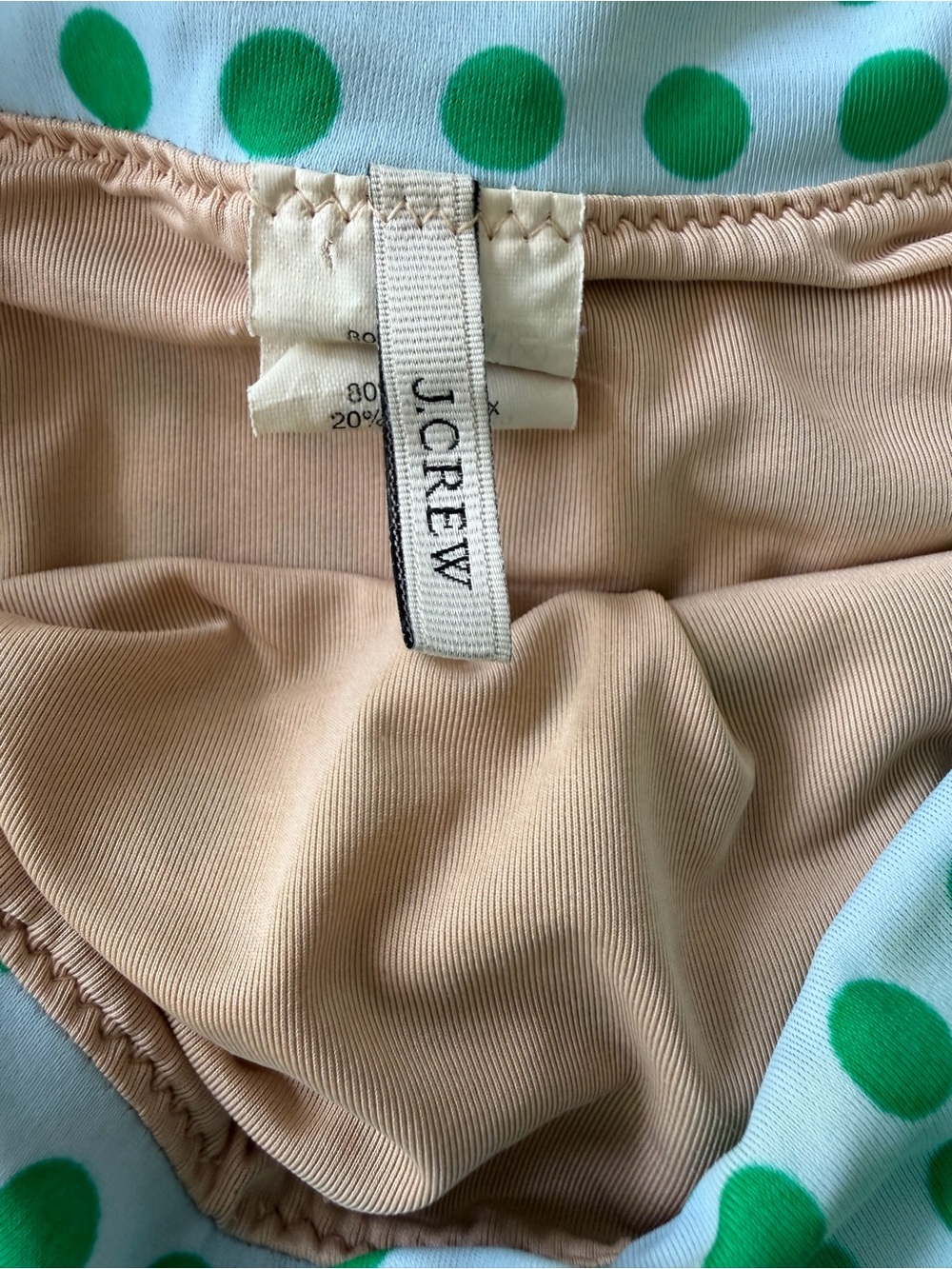J. Crew Green Polka Dot Bikini Bottoms with Nude Lining - Picture 2 of 4